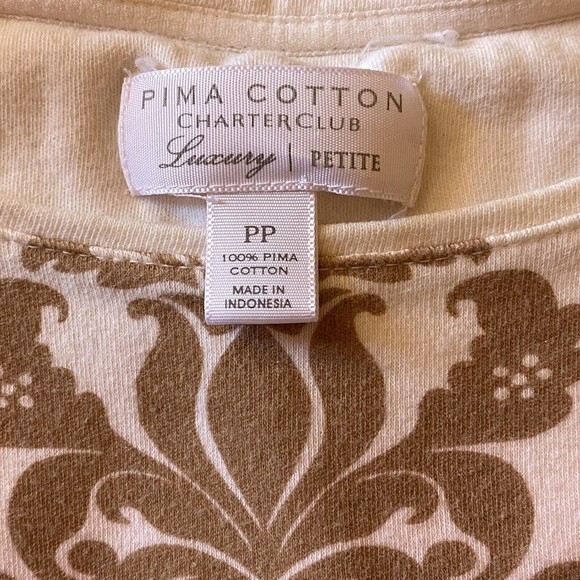 Charter Club Pima Cotton Luxury 3/4 Sleeve Pink Ombre Top Petite PP - Picture 2 of 6